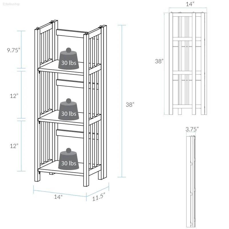 Stylish Mahogany Folding Bookcase - 3 Shelves, Perfect for Home or Office! - Estalios