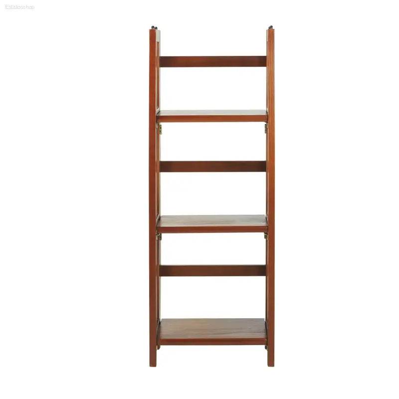 Stylish Mahogany Folding Bookcase - 3 Shelves, Perfect for Home or Office! - Estalios