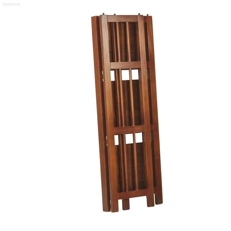 Stylish Mahogany Folding Bookcase - 3 Shelves, Perfect for Home or Office! - Estalios
