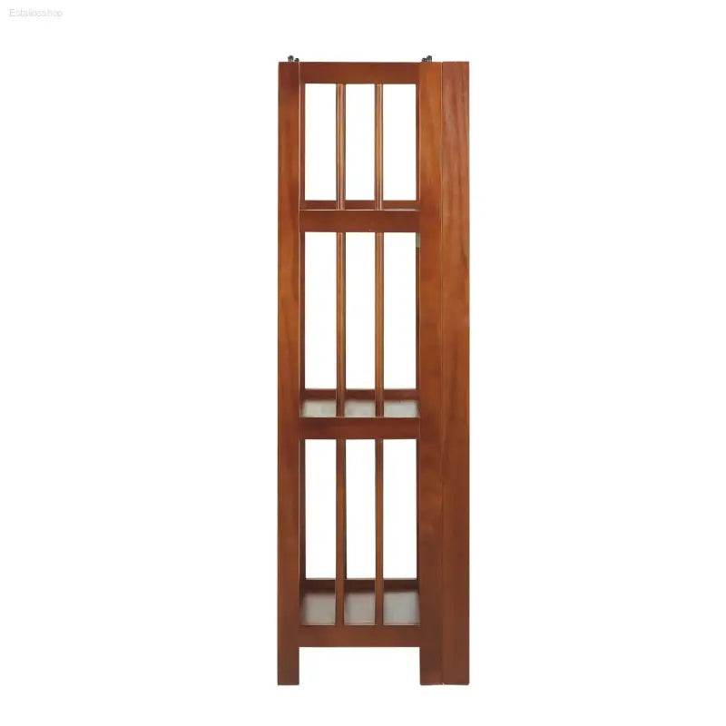 Stylish Mahogany Folding Bookcase - 3 Shelves, Perfect for Home or Office! - Estalios