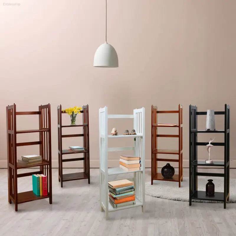 Stylish Mahogany Folding Bookcase - 3 Shelves, Perfect for Home or Office! - Estalios