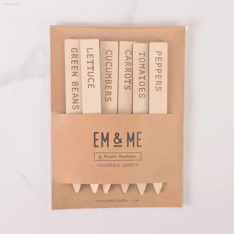 🌱 Stylish Organization – Set of 6 Wood Plant Markers | Perfect for Herb and Vegetable Gardens Em & Me Studio  EstaliosShop 14.00