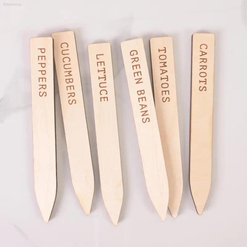 🌱 Stylish Organization – Set of 6 Wood Plant Markers | Perfect for Herb and Vegetable Gardens Em & Me Studio  EstaliosShop
