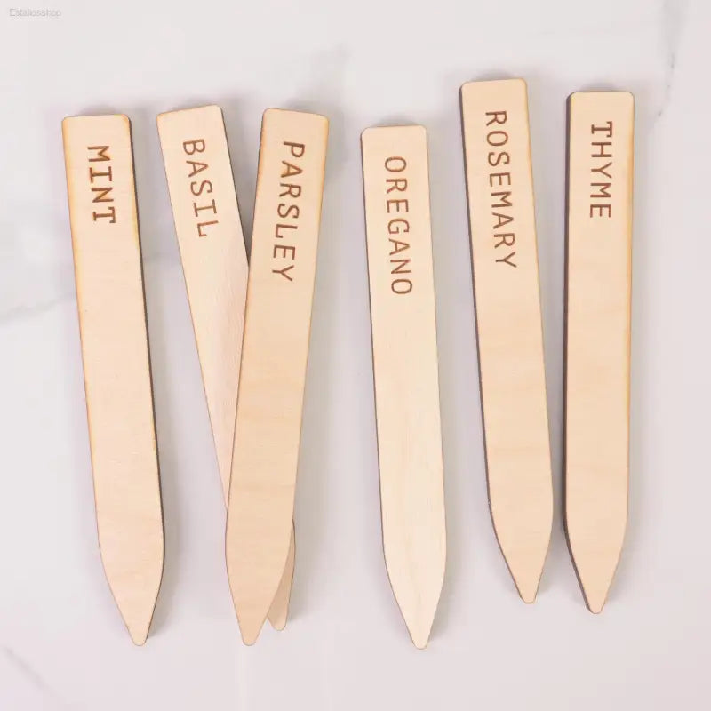 🌱 Stylish Organization – Set of 6 Wood Plant Markers | Perfect for Herb and Vegetable Gardens Em & Me Studio  EstaliosShop