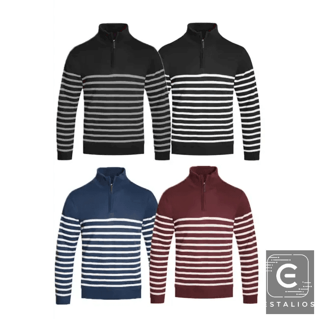 Amp Up Your Look with the Ultimate Striped Quarterzip Set - Estalios
