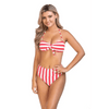 Stylish Stripped Bandeau Bikini Set with High Waist Design - Estalios