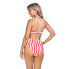 Stylish Stripped Bandeau Bikini Set with High Waist Design - Estalios