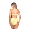 Stylish Stripped Bandeau Bikini Set with High Waist Design - Estalios