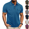 Summer Lapel Button Polo Shirt With Pockets For Men - Estalios