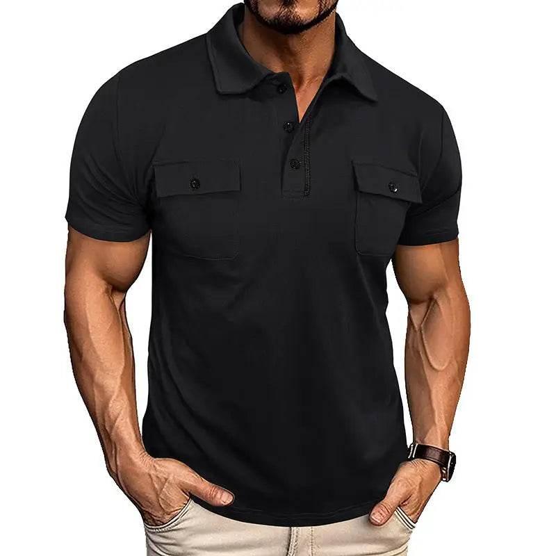Summer Lapel Button Polo Shirt With Pockets For Men - Estalios