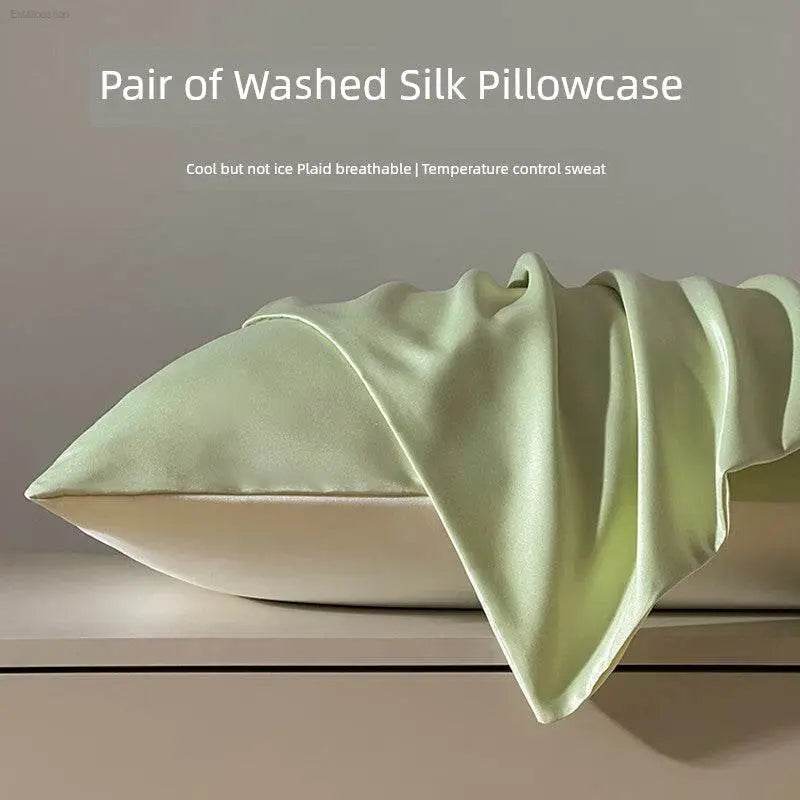 Summer Washed Ice Silk Double Pillow Case for Home Use - Estalios