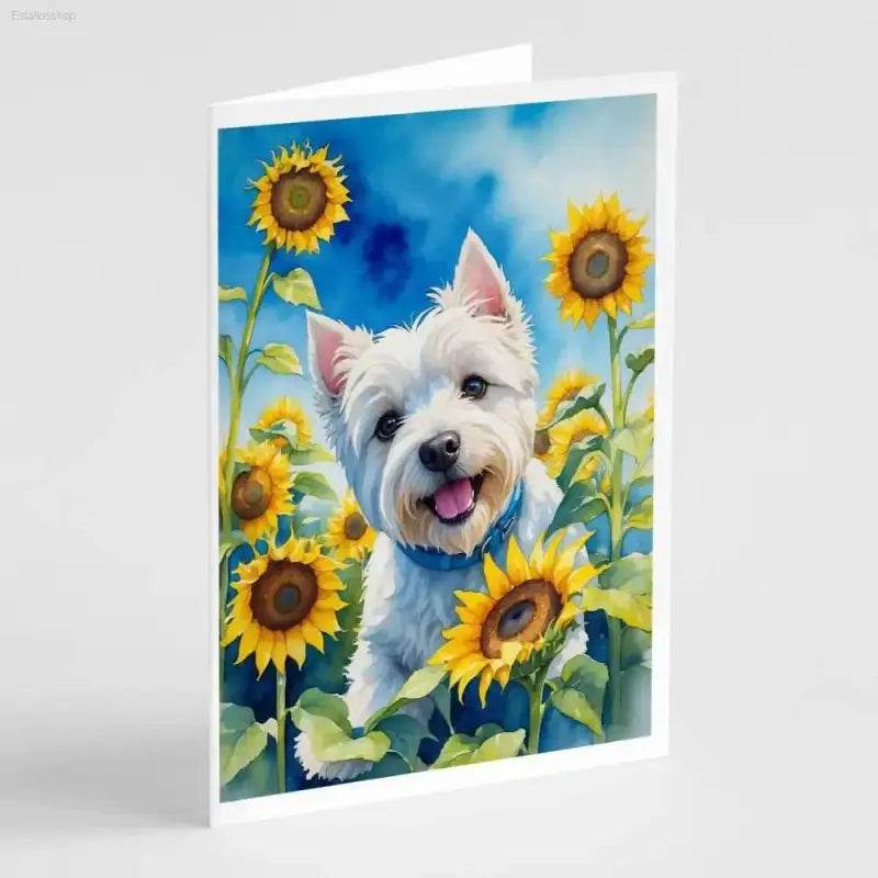 Sunflower Smiles Cards: Wagging Tail Greeting Cards Featuring Sunshine! Brighten Someone's Day with these Adorable Dog and Sunflower Greeting Cards! Each Card Features - Estalios