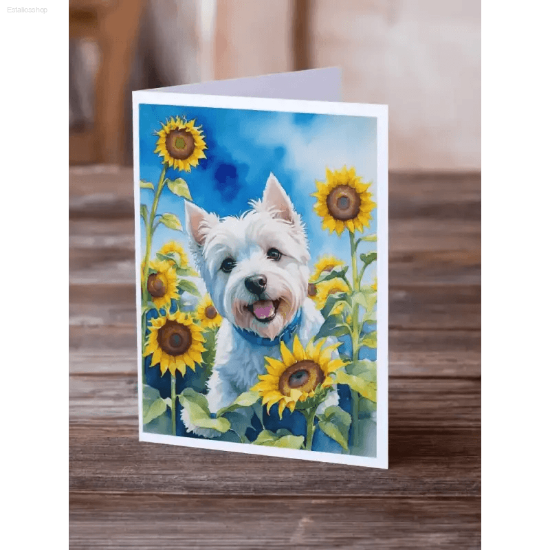 Sunflower Smiles Cards: Wagging Tail Greeting Cards Featuring Sunshine! Brighten Someone's Day with these Adorable Dog and Sunflower Greeting Cards! Each Card Features - Estalios