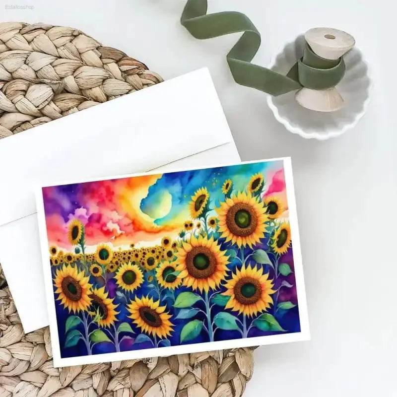 Sunflower Watercolor Cards: Sunshine in Every Note! **product Description:** Brighten Someone's Day with our Delightful Packaged Sunflower Watercolor Cards - Estalios