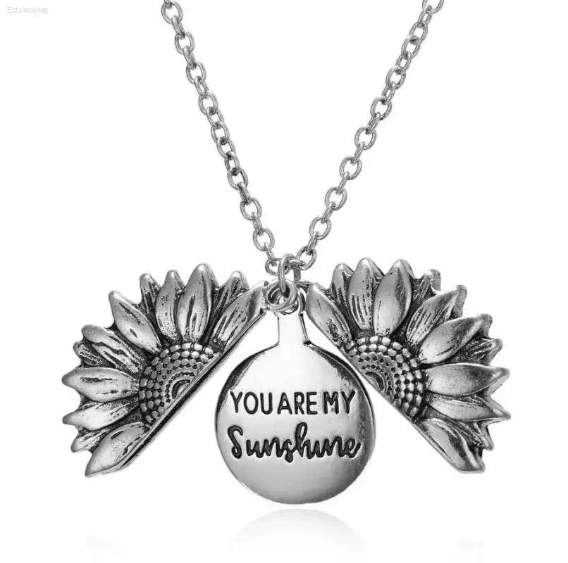 Sunshine Sunflower Pendant Necklace Duo: Radiate Joy Two-piece Sunflower Pendant Necklaces. these Sunflower Pendant Necklaces will Add Sunshine to your Day. Silver Sunflower Pendant Necklace - Estalios