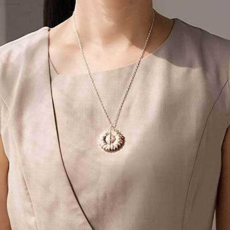 Sunshine Sunflower Pendant Necklace Duo: Radiate Joy Two-piece Sunflower Pendant Necklaces. these Sunflower Pendant Necklaces will Add Sunshine to your Day. Silver Sunflower Pendant Necklace - Estalios