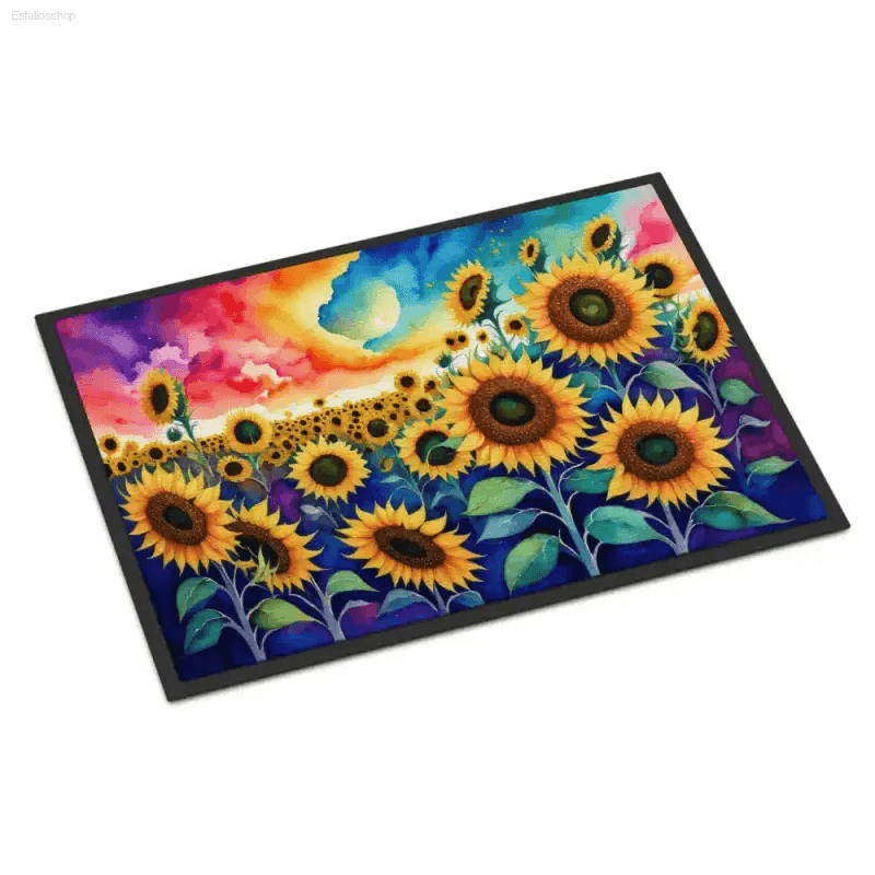 Sunshine Welcome: Sunflower Color Doormat! Sunflower Field Doormat: Bring Sunshine to your Doorstep! Welcome Guests with the Vibrant Charm - Estalios