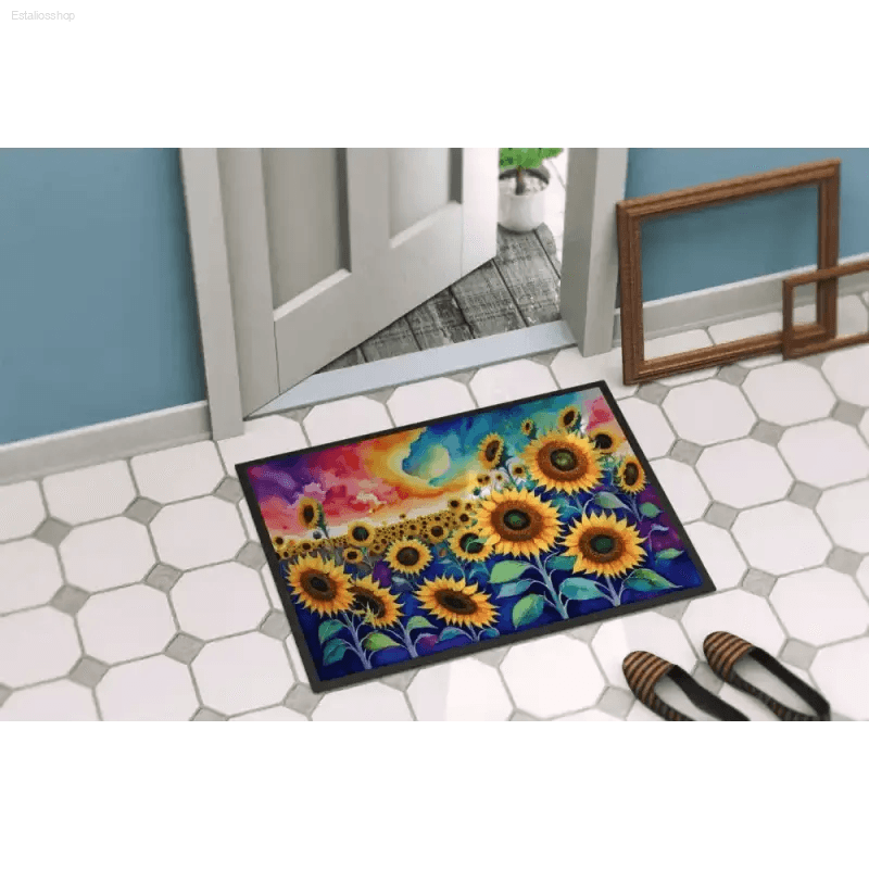 Sunshine Welcome: Sunflower Color Doormat! Sunflower Field Doormat: Bring Sunshine to your Doorstep! Welcome Guests with the Vibrant Charm - Estalios