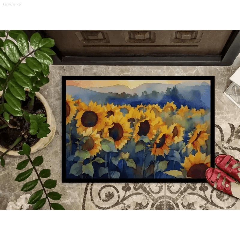 Sunshine Welcome: your Sunflower Field Doormat Awaits! **product Description:** Brighten your Doorstep with our Cheerful Sunflower Field - Estalios