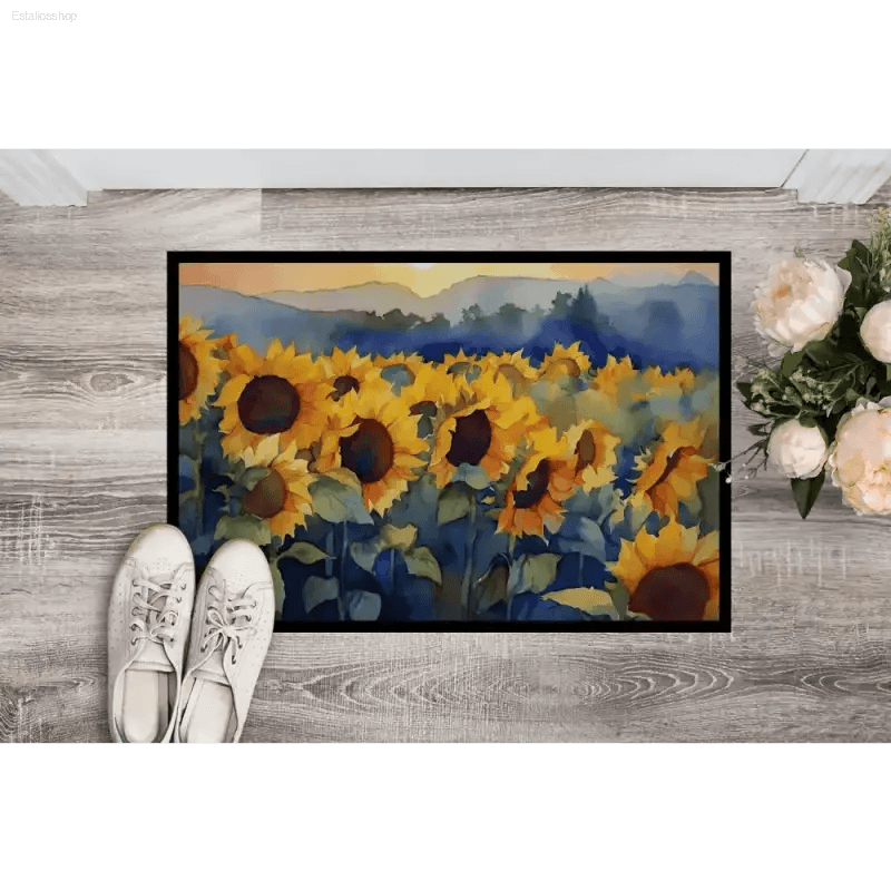 Sunshine Welcome: your Sunflower Field Doormat Awaits! **product Description:** Brighten your Doorstep with our Cheerful Sunflower Field - Estalios