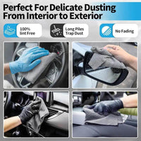 Super Absorbent Gray Bamboo Charcoal Dishcloths - 1/12PCS Microfiber Kitchen Wiping Rags for Anti-Grease Cleaning - Estalios