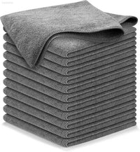 Super Absorbent Gray Bamboo Charcoal Dishcloths - 1/12PCS Microfiber Kitchen Wiping Rags for Anti-Grease Cleaning - Estalios