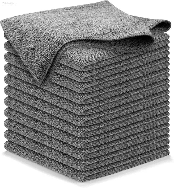 Super Absorbent Gray Bamboo Charcoal Dishcloths - 1/12PCS Microfiber Kitchen Wiping Rags for Anti-Grease Cleaning - Estalios