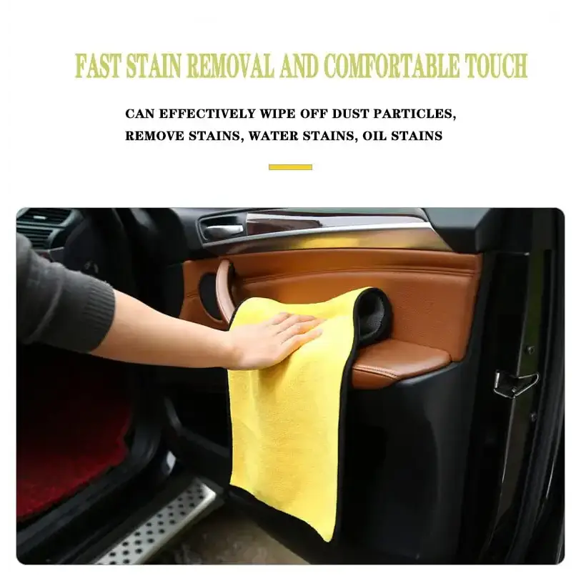 Yellow cleaning cloth for Super Absorbent Fine Fiber Car Wipes, ultra fine fiber texture