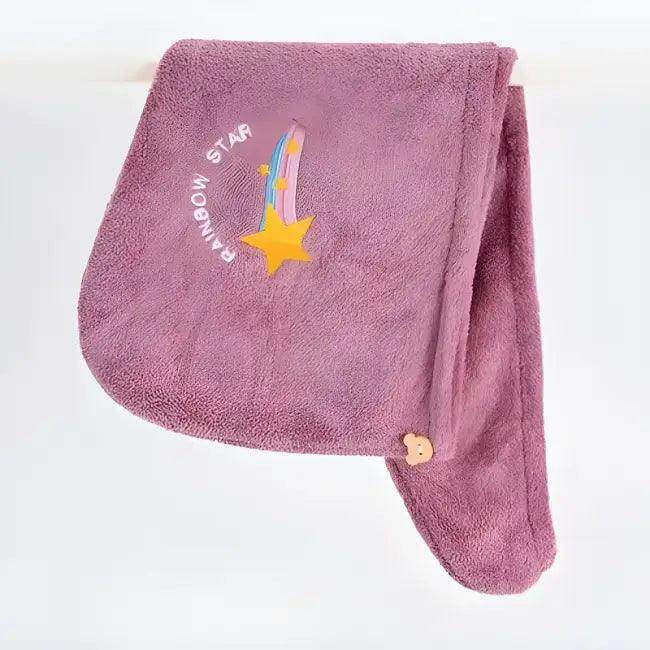Super Absorbent Hair Towels for Quick Drying - Pink & Purple Star Designs - Estalios