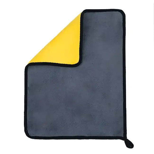 Super Absorbent Yellow Microfiber Car Cleaning Towel with Black Trim for Ultimate Dirt Removal - Estalios