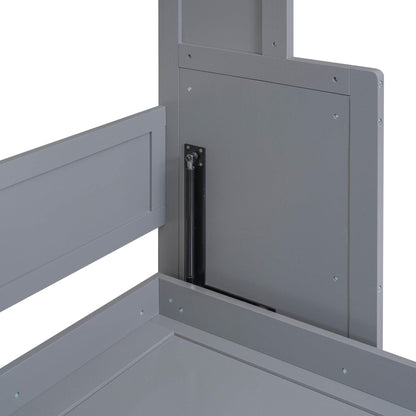 Super Cool Gray Kids Murphy Bed and Wall Cabinet Combo - Estalios