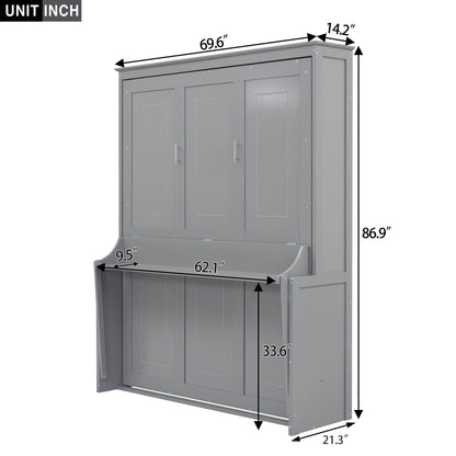 Super Cool Gray Kids Murphy Bed and Wall Cabinet Combo - Estalios