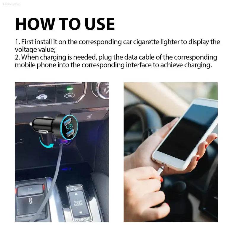 Car charger and phone.