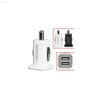 White car charger with dual USB ports.