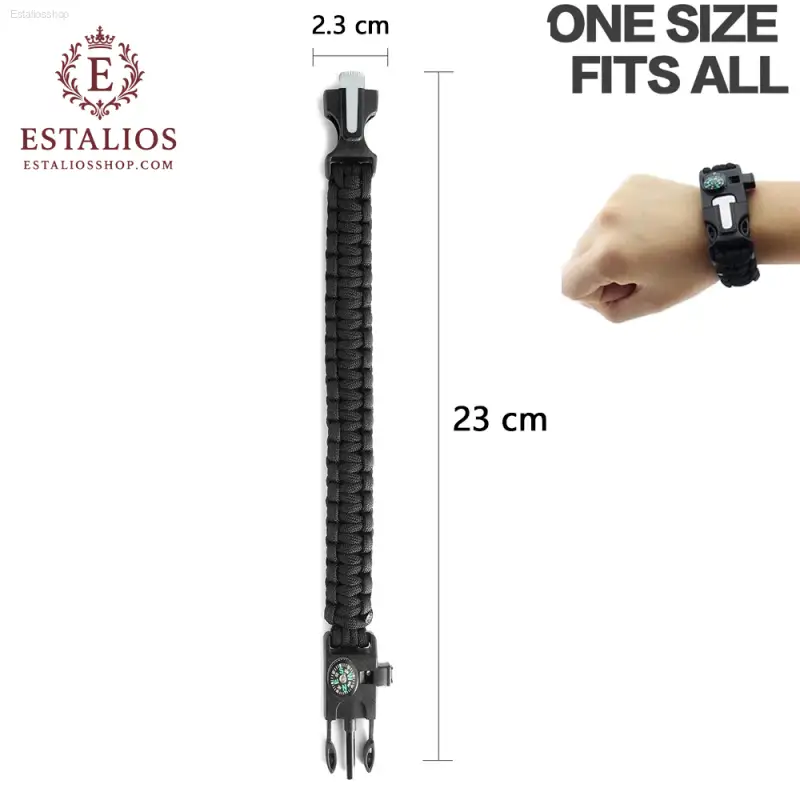 Survival Essentials: Set of 2 Emergency Paracord Bracelets with Flint Fire Starter, Whistle & Compass for Camping & Outdoor Adventures