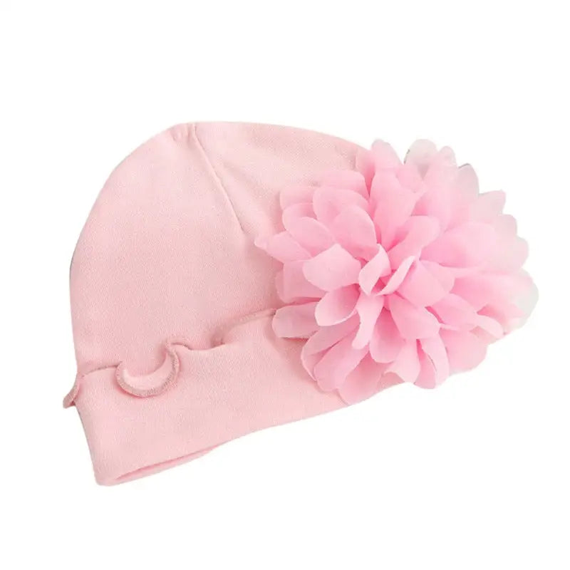 Pink baby hat with flower perfect for girls newborn baby, part of hot sale baby set