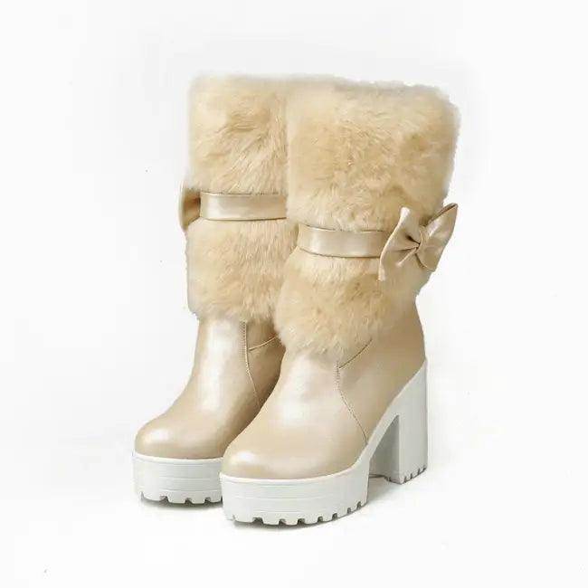 Rock Your Look with Chic Faux Fur Platform Boots - Estalios