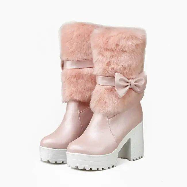 Rock Your Look with Chic Faux Fur Platform Boots - Estalios