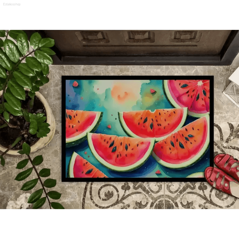 Sweet Slice Welcome: Watermelon Doormat! Watermelon Slice Doormat: The perfect summery welcome for your guests! This vibrant doormat - Estalios