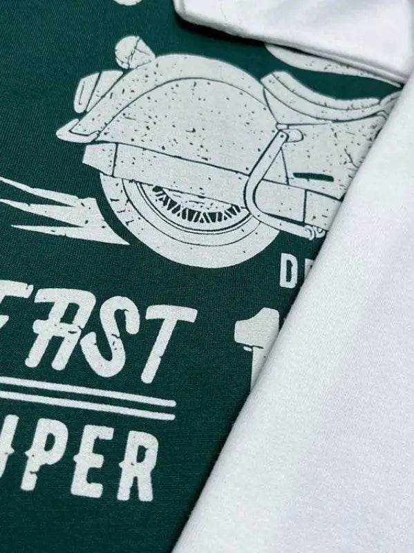 T-shirt Cotton Letter Print Short-Sleeve Retro Biker's Style - Estalios