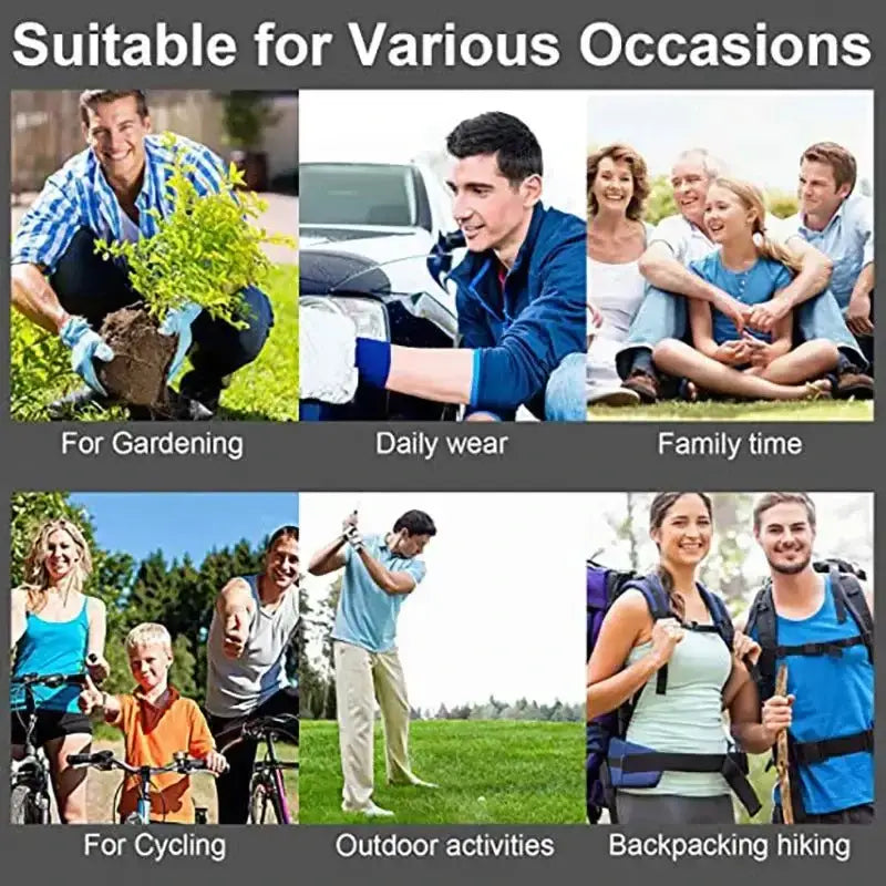 Collage of people using Tactical Auto Buckle Nylon Belt for outdoor hunting activities