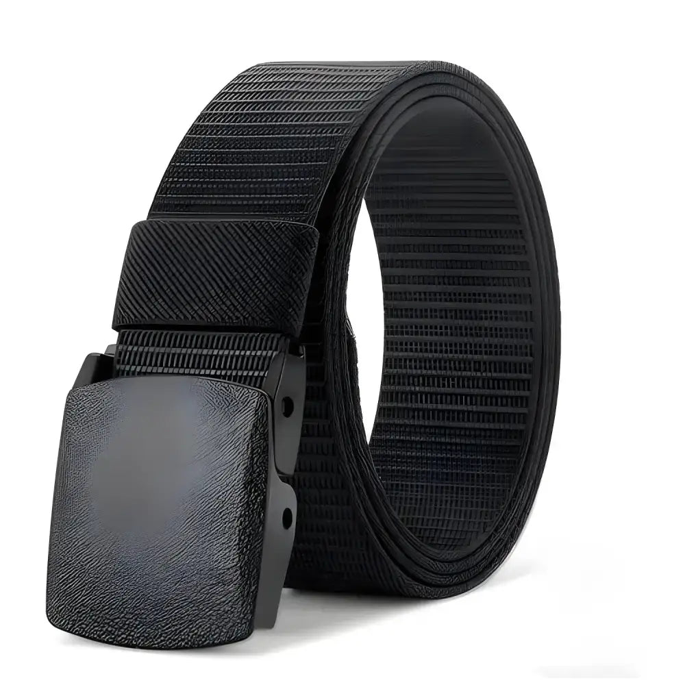 Black nylon belt with plastic buckle ideal for outdoor hunting and military automatic buckle use