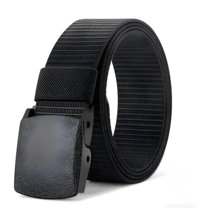 Black nylon web belt with military automatic buckle for outdoor hunting adventures