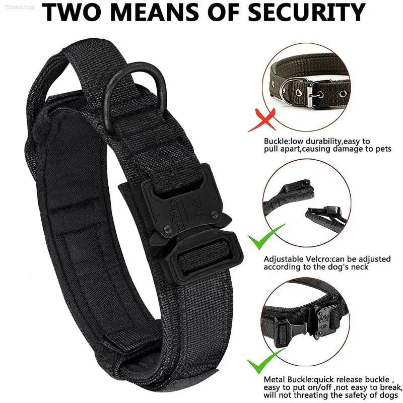 Tactical Dog Collar with Control Handle and Heavy Buckle - Estalios