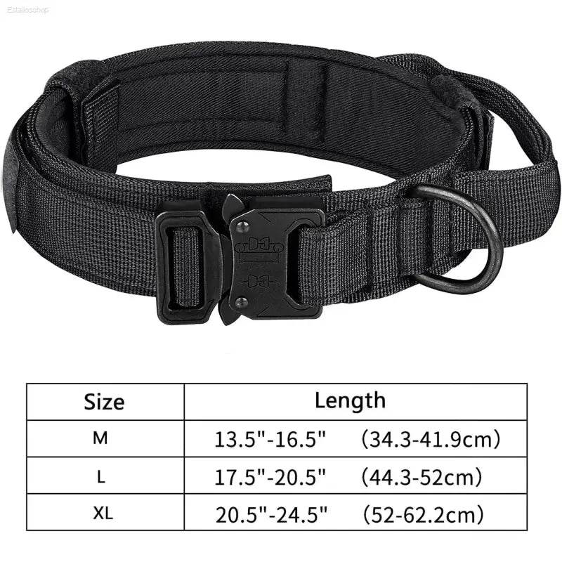 Tactical Dog Collar with Control Handle and Heavy Buckle - Estalios