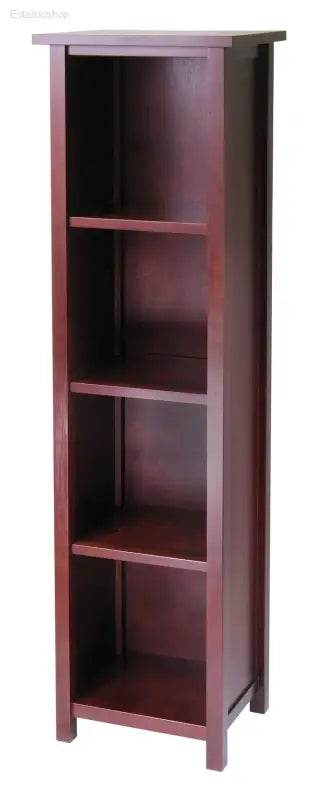 Tall 5-Tier Antique Walnut Storage Shelf Bookcase - Estalios