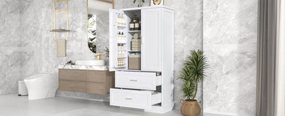 Tall Bathroom Storage Cabinet with Adjustable Shelf and Drawers - Estalios