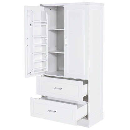 Tall Bathroom Storage Cabinet with Adjustable Shelf and Drawers - Estalios