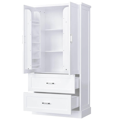 Tall Bathroom Storage Cabinet with Adjustable Shelf and Drawers - Estalios