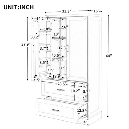 Tall Bathroom Storage Cabinet with Adjustable Shelf and Drawers - Estalios